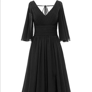 Black Formal Dress. Size 16, Hidden Corset. Chiffon- BNWT. Floor/Maxi Length